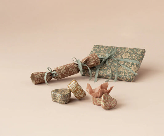 Miniatyr, Metallask Hjärta 2-Pack, Ocher/Heather blossom - Maileg