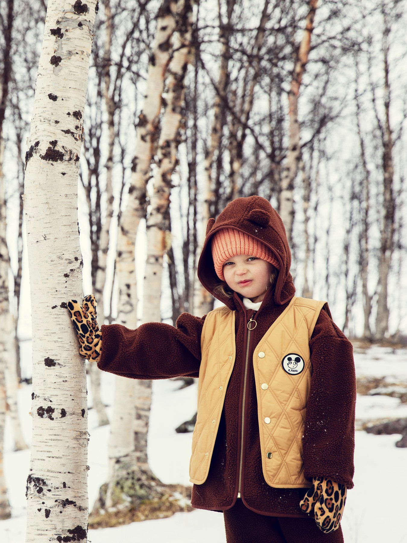 Leopard Fleecevantar, Beige - Mini Rodini