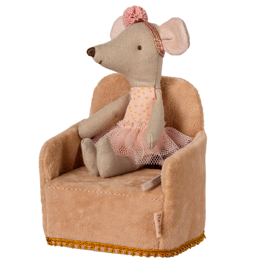 Miniatyr, Rosa Fåtölj, Mus - Maileg