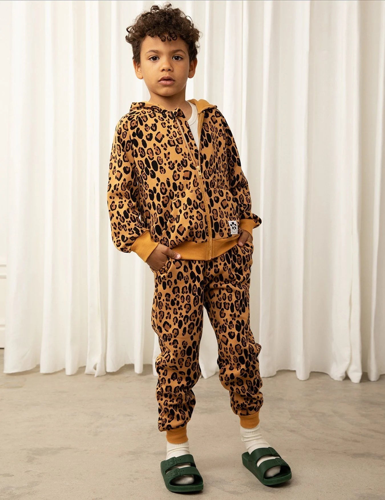 Basic Leopard Sweatpants, Beige - Mini Rodini