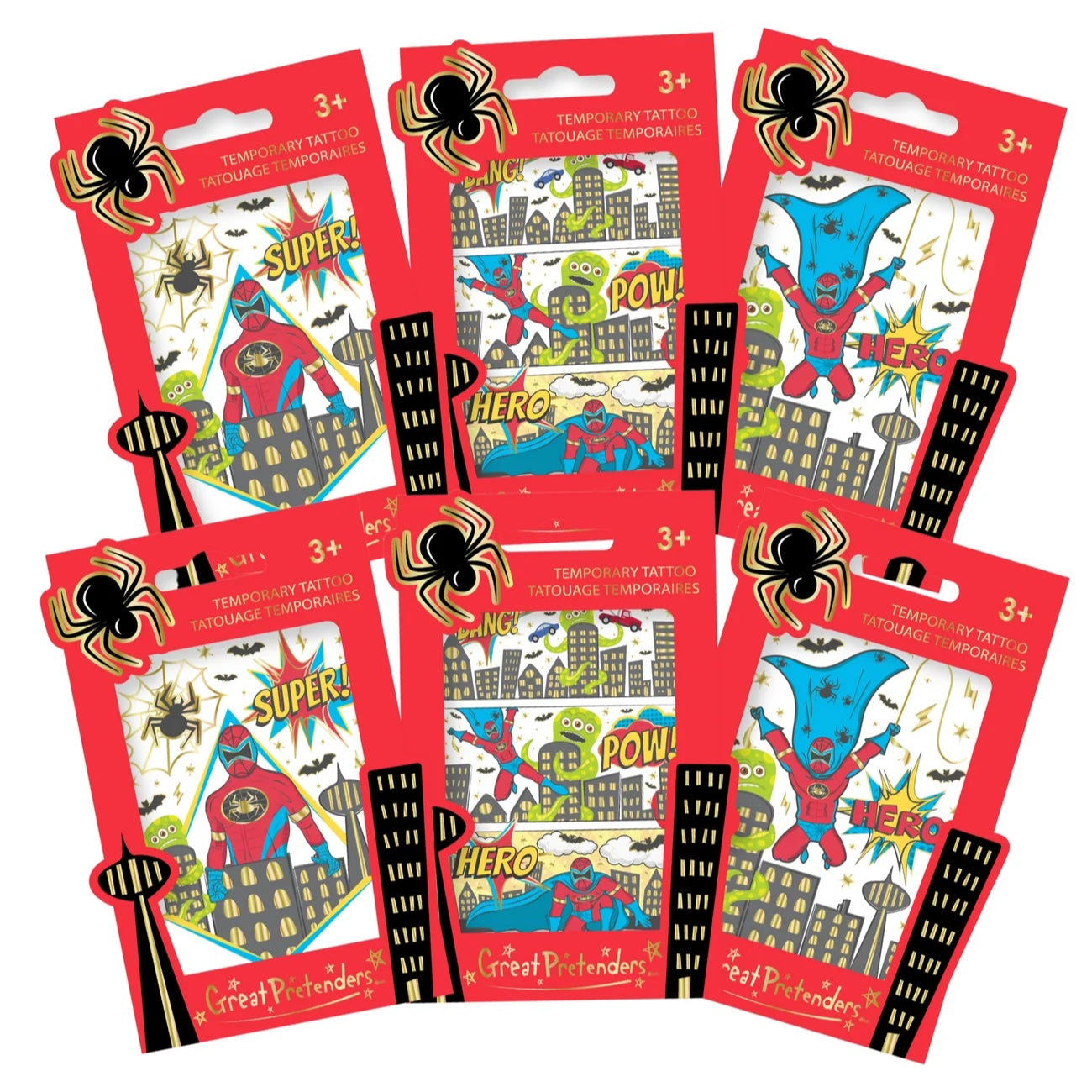 Barntatueringar, Superhero, 1 karta - Great Pretenders