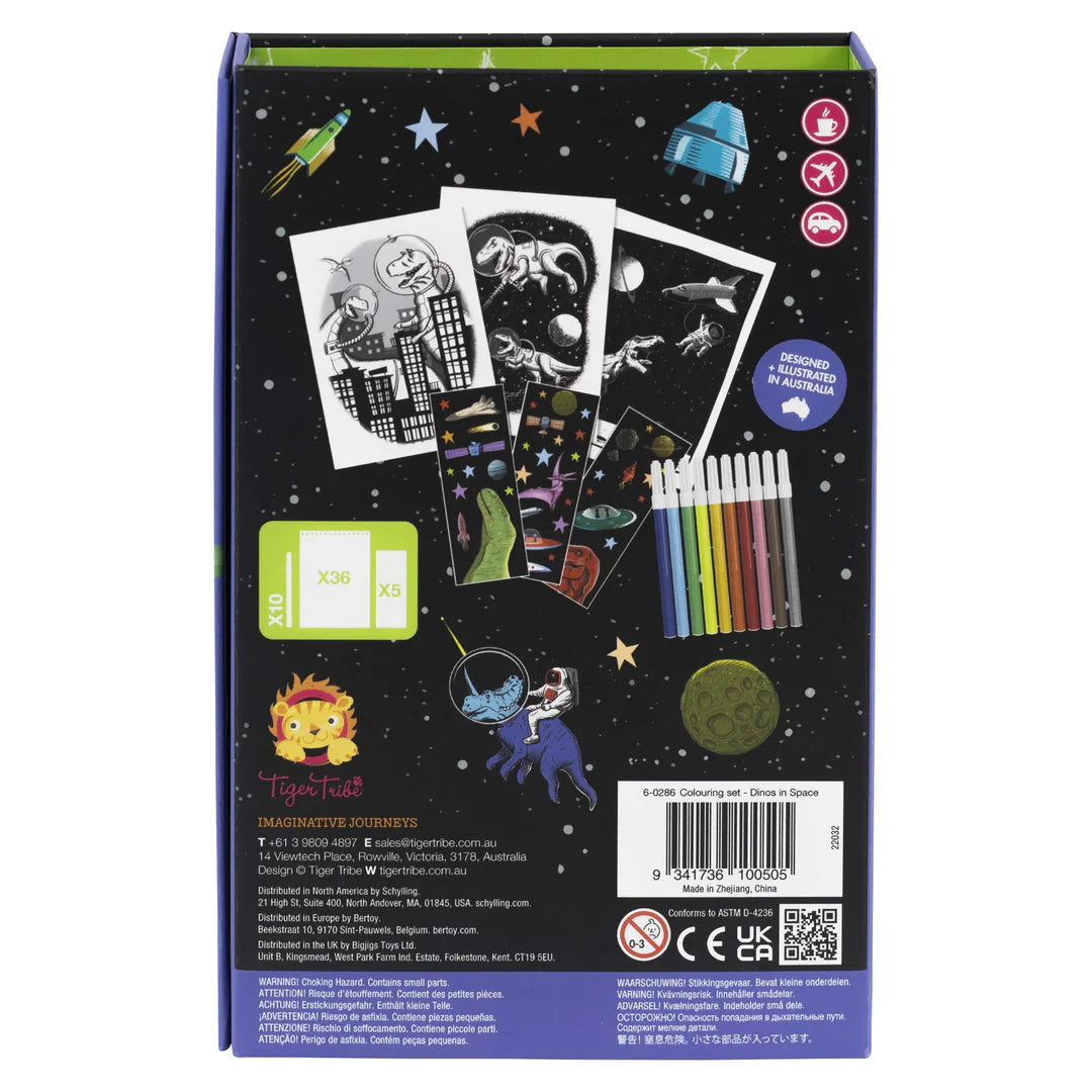 Målarset, Colouring Set, Dinos In Space - Tiger Tribe