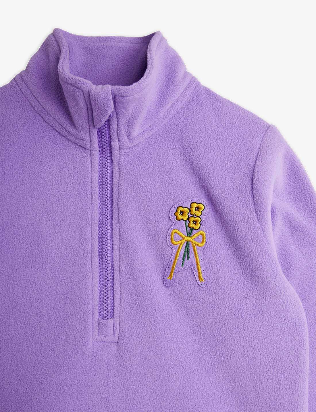 Winter Flowers Micro Fleece Zip Ls Tee, Lila - Mini Rodini