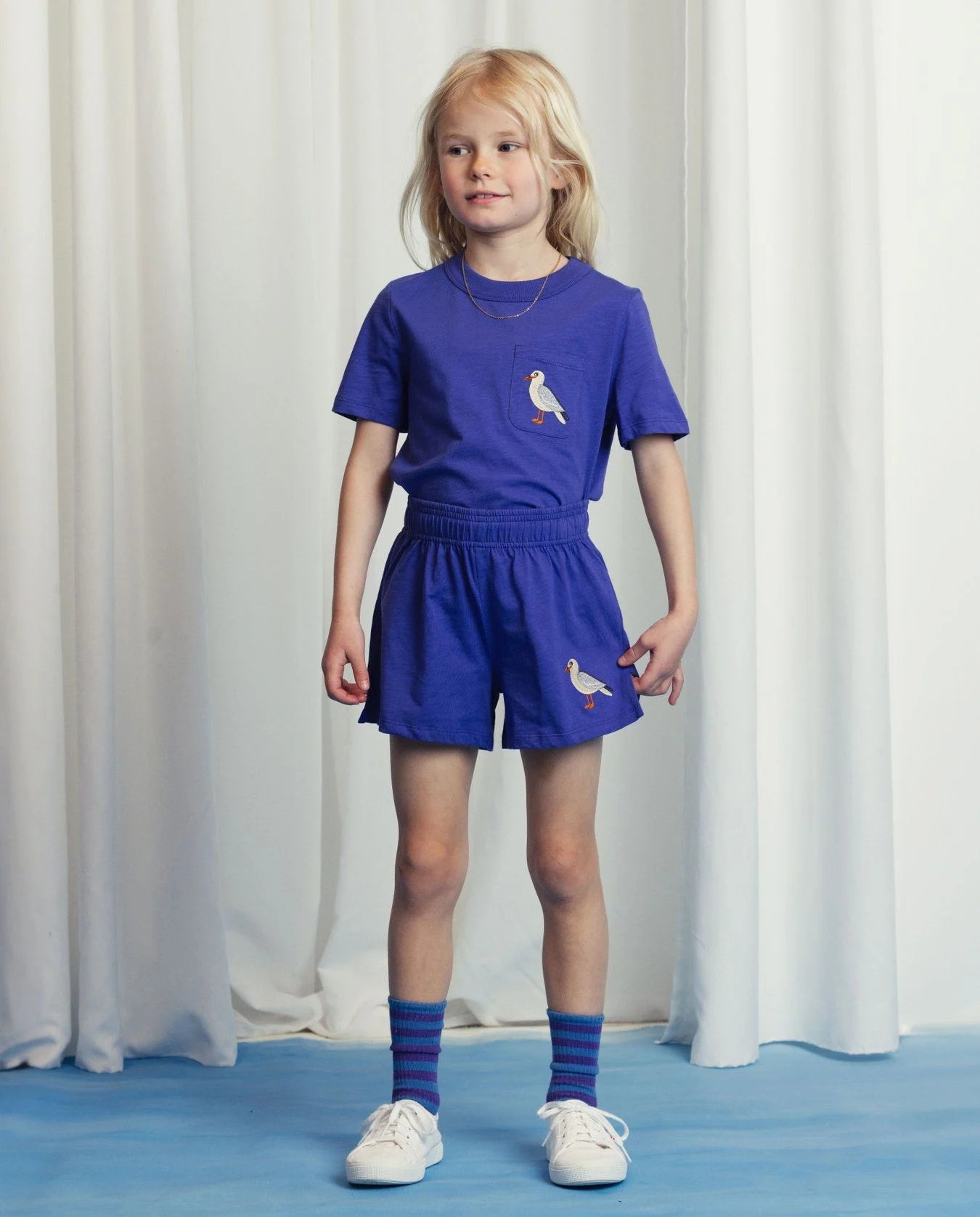 Seagull T-shirt med ficka, Lila - Mini Rodini