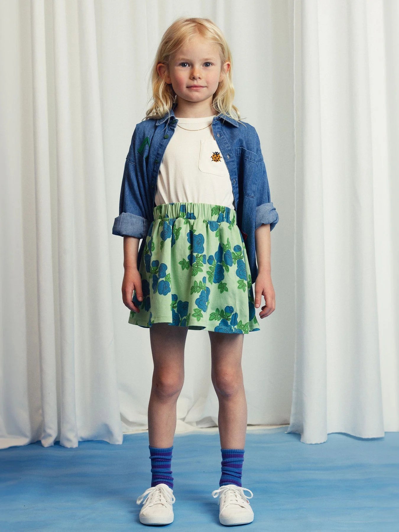 Blue roses kjol, Grön - Mini Rodini