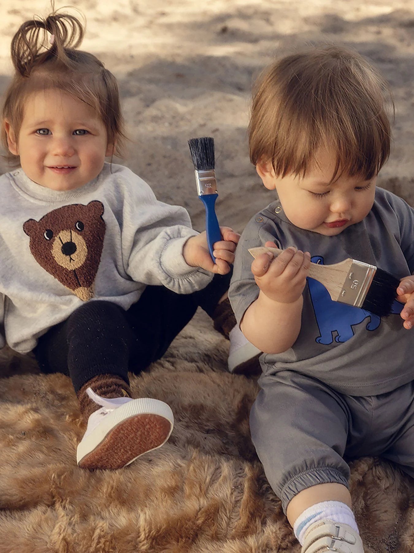 Bear Chenille Sweatshirt, Chapter 2, Offwhite - Mini Rodini