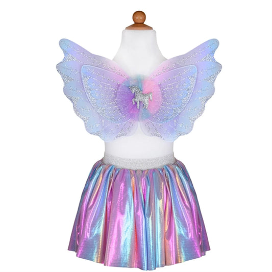 Magical Unicorn Skirt and Wings, Pastel, 4-6 år - Great Pretenders