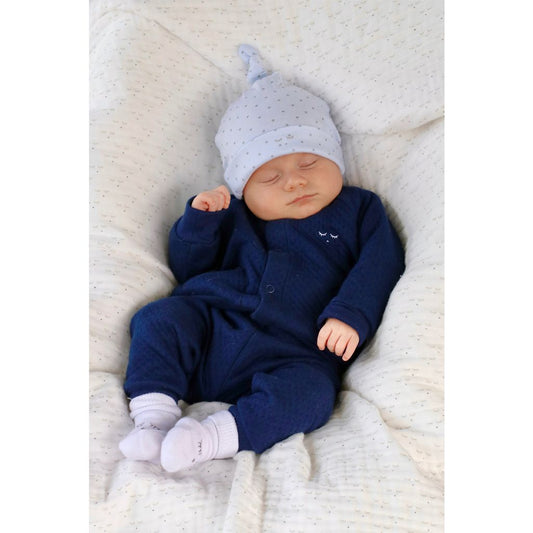 Babymössa, Saturday Tossie Hat, Blå/Silver Prickar - Livly