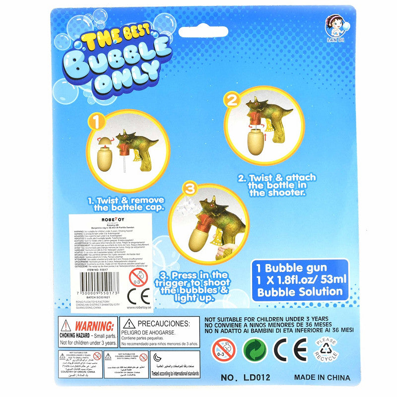 Såpbubblor, Dinosauriepistol, BUBBLES DINOSAUR 16cm - Robetoy