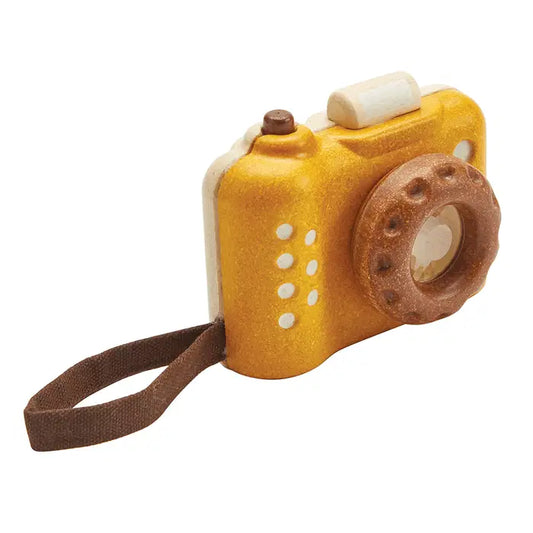 Leksakskamera i Trä med Kalejdoskop, Gul - PlanToys