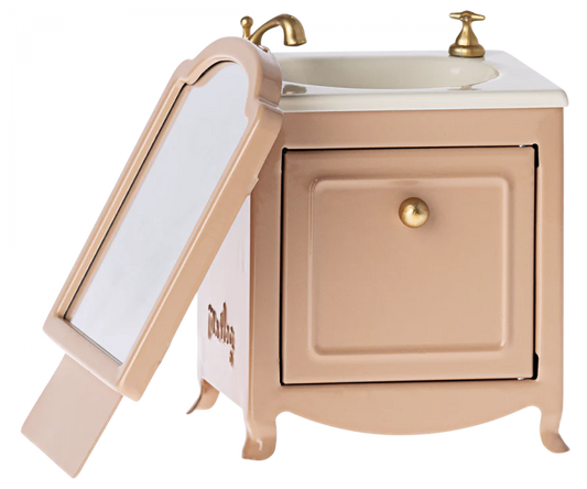 Miniatyr, Handfat med spegel, Mus, Mörkrosa - Maileg