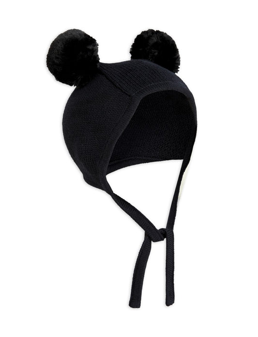 Babymössa, Fine Knit Baby Hat, Svart - Mini Rodini