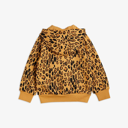 Basic Leopard Hoodie Med Dragkedja, Beige - Mini Rodini