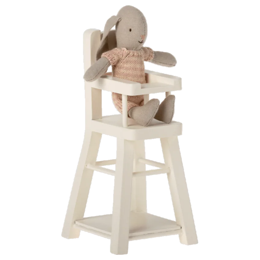 Miniatyr, Hög Barnstol, Kanin/Hare, Offwhite - Maileg
