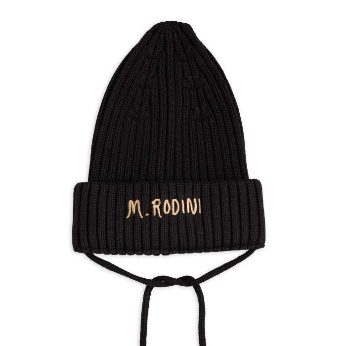 Barnmössa, Fold-up Rib Hat, Svart - Mini Rodini