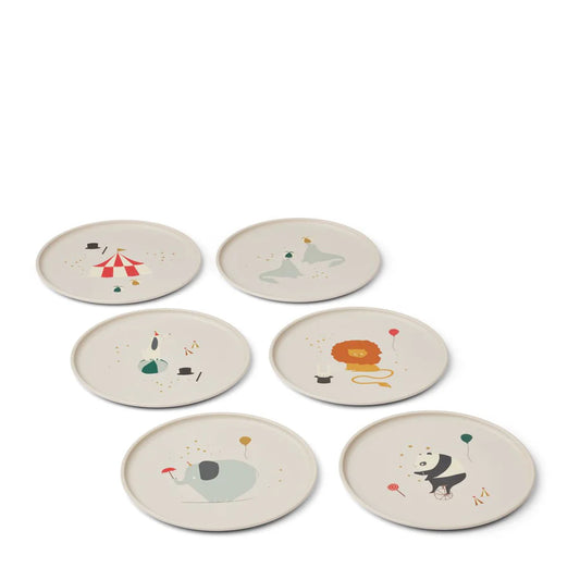 Tallrikar Bioplast 6-pack, Remco Circus/Sandy - Liewood