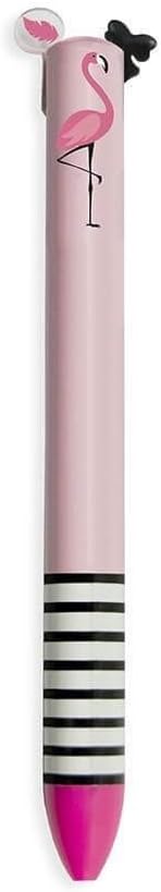 Click & Clack Penna, Rosa/Svart, Miss Flamingo - Legami