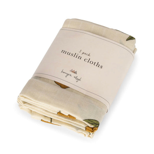 Muslinfiltar GOTS, Mon Grande Lemon, 3 pack - Konges Sløjd