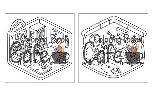 Comfy Corners, Målarbok - Coloring Book Cafe