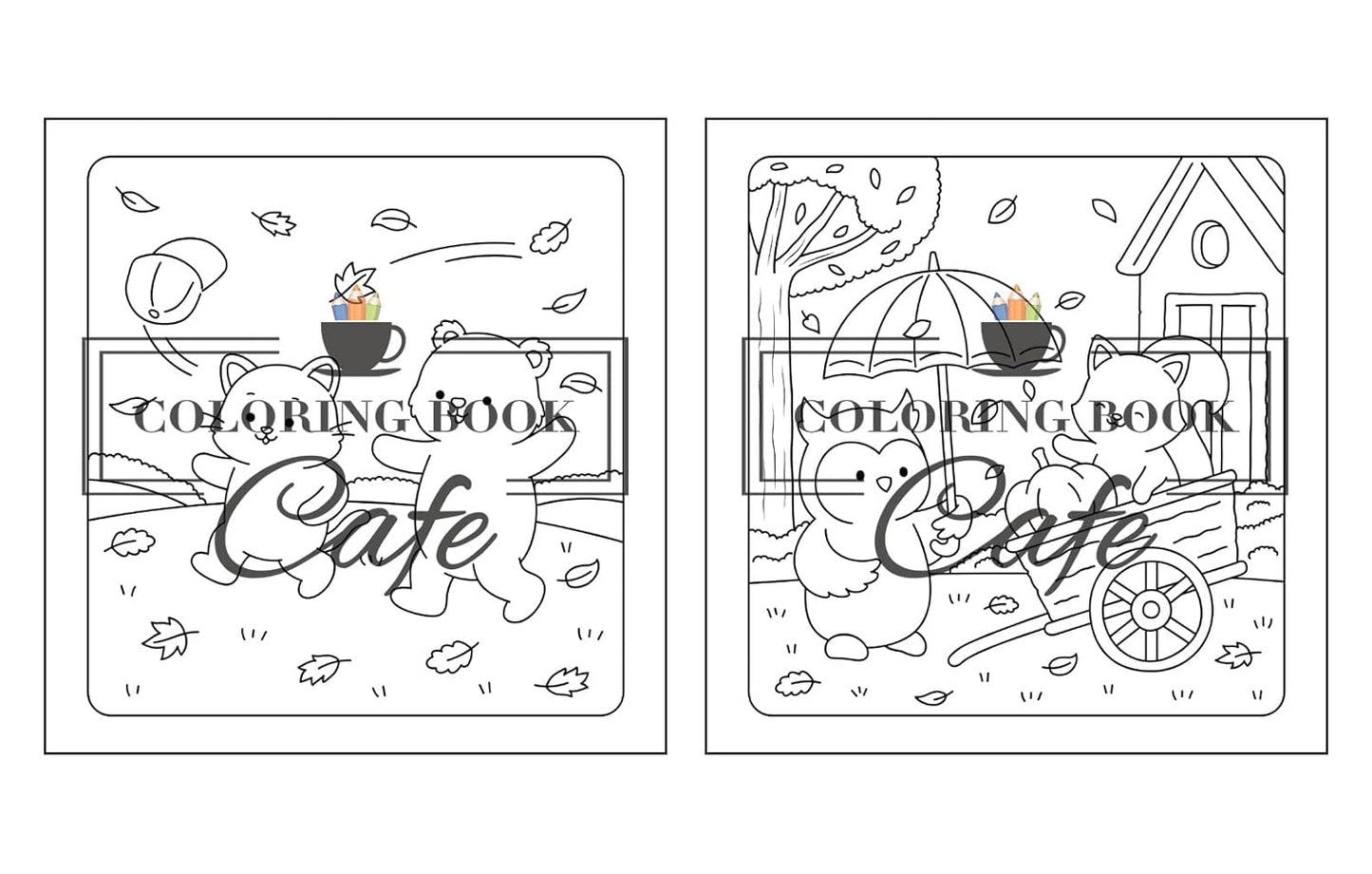 Comfy Autumn, Målarbok - Coloring Book Cafe
