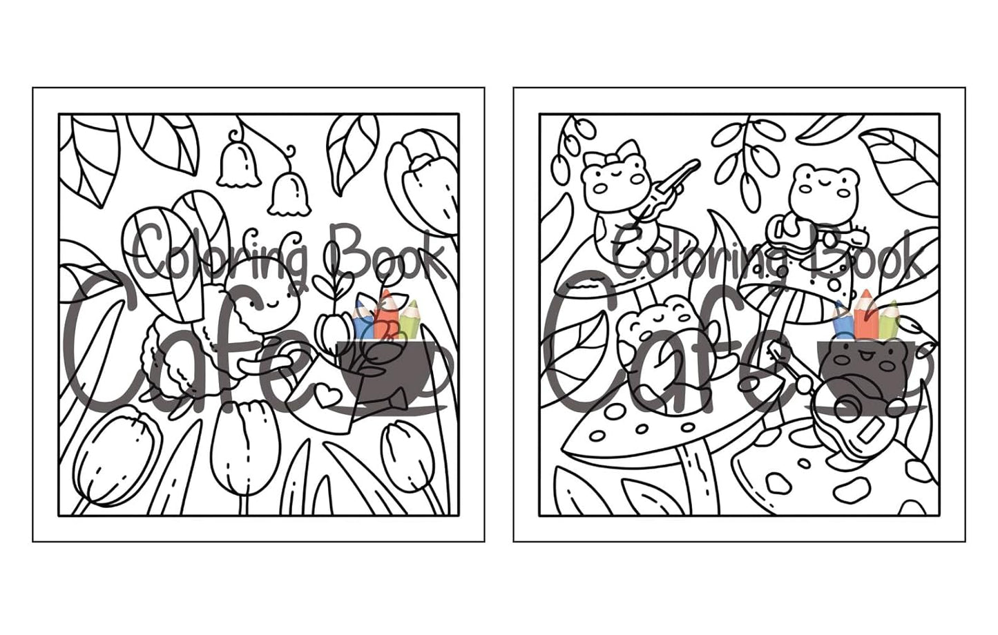 Garden Cuties, Målarbok - Coloring Book Cafe