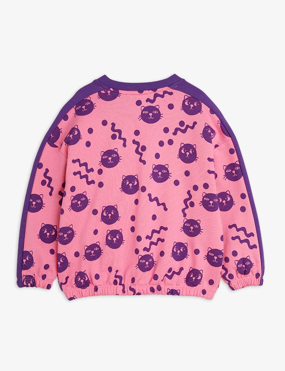 Sweatshirt Squiggly Cats AOP , Rosa, Strl 128/134 - Mini Rodini