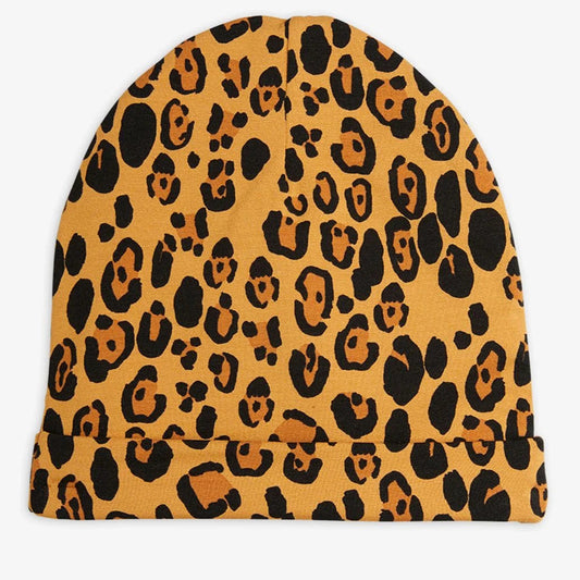 Barnmössa, Basic Leopard Beanie, Beige - Mini Rodini
