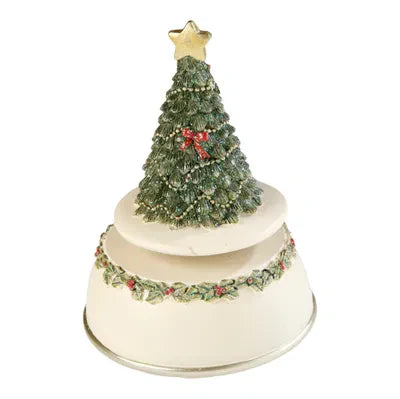 Julgran med musik, Grön/Vit 15,5 cm - Popretail