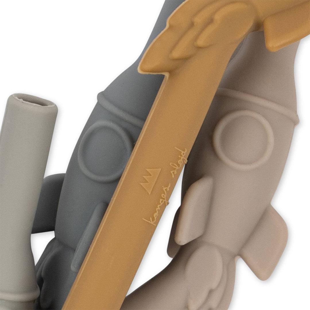 Sugrör 4-pack, Silikon, Rocket, Quarry Blue Mix - Konges Sløjd