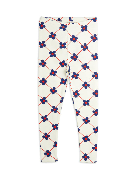 Leggings Nyfödd, Strl 50, Flower Check, Offwhite - Mini Rodini
