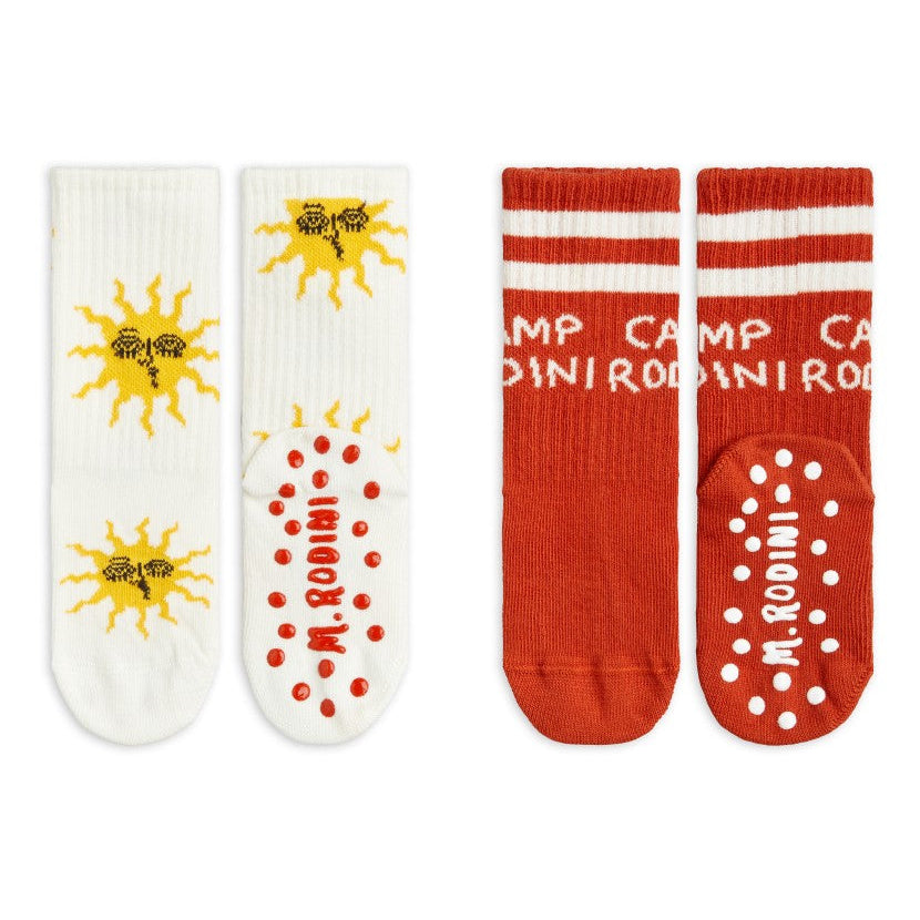 Sun 2-pack anti-slip socks, Multi - Mini Rodini