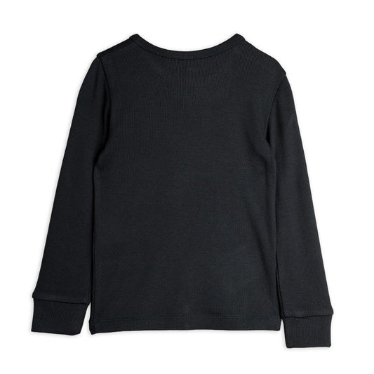 Modal ribbad långärmad T-shirt , Chapter 1, Limited Stock, Svart - Mini Rodini