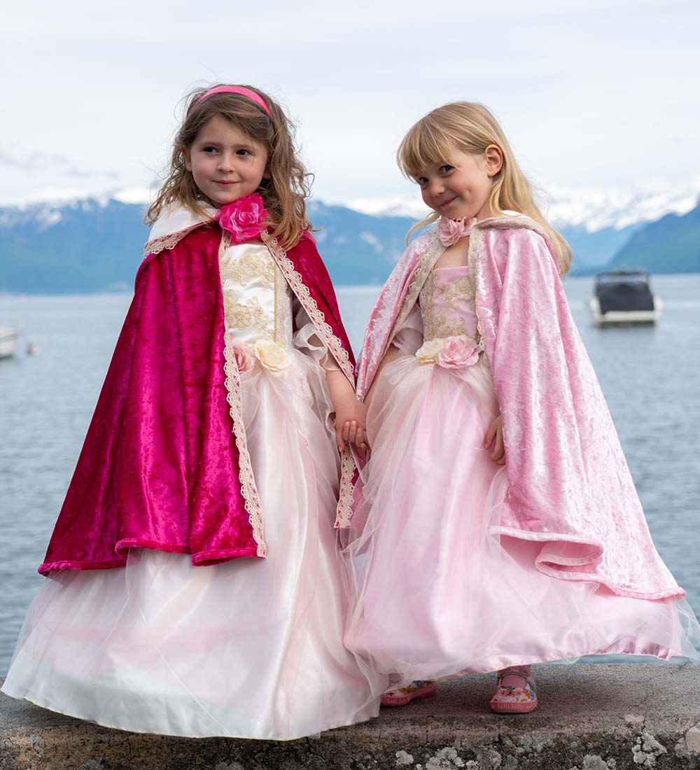 Pink Rose Princess Dress/Princessklänning, Rosa Rosor, 5-6 år - Great Pretenders