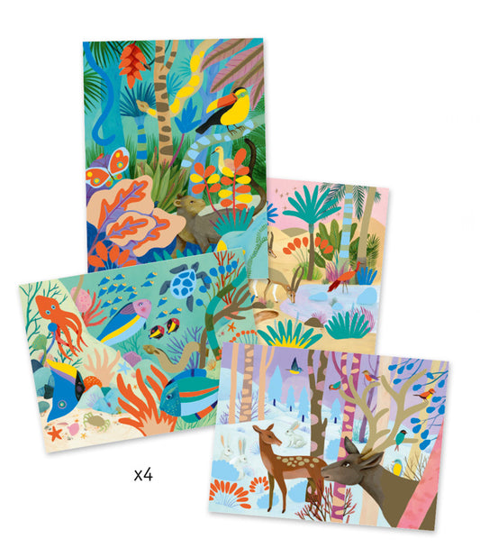 Måleri-set, Gouaches, Natural World, Paint by Numbers - Djeco