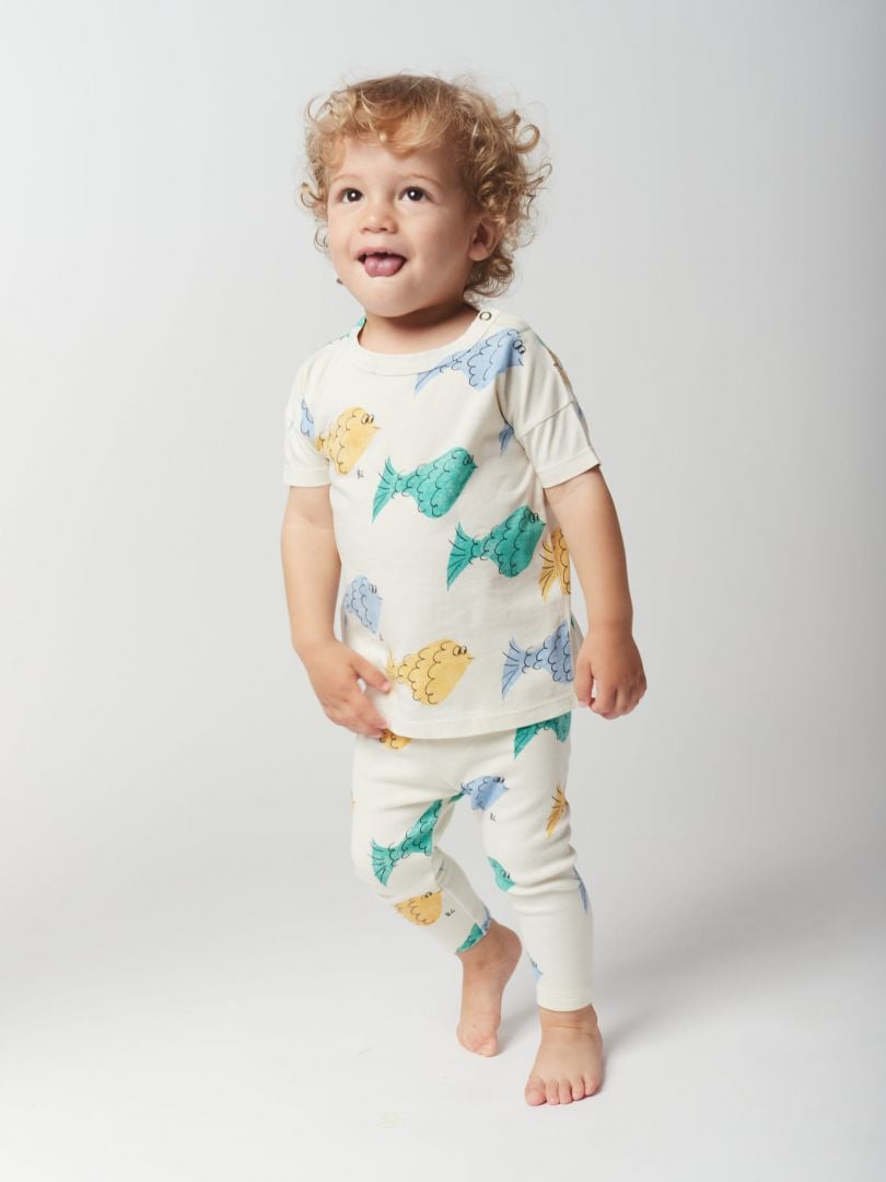 T-shirt, Multicolor, Fish All Over, Strl 12 mån - Bobo Choses