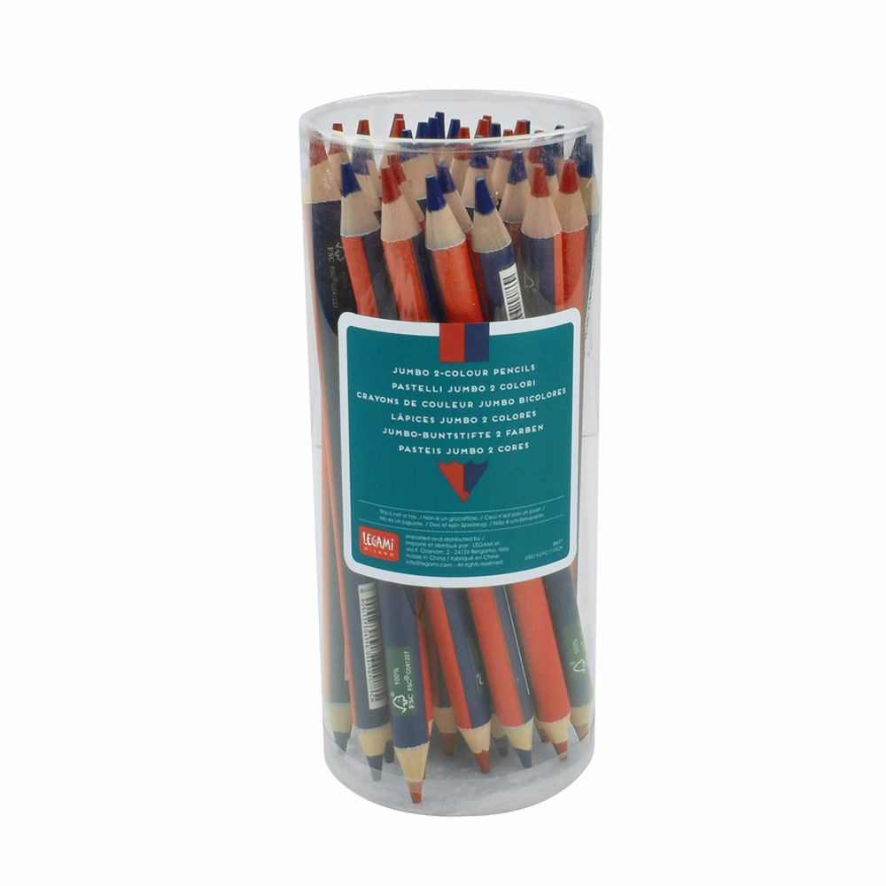 Jumbopennor, 2-färger, Blyertspenna, Röd/Blå - Legami