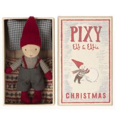 Pixy tomte i tändsticksask, miniatyr -Maileg