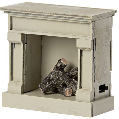 Miniatyr, Öppen Spis, 8,5 cm, Mus, Off white - Maileg