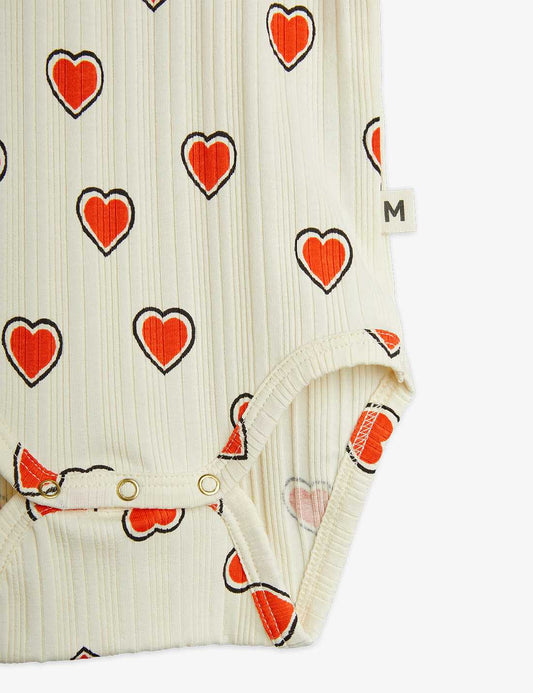 Babyset, Outlined Hearts AOP, Offwhite - Mini Rodini