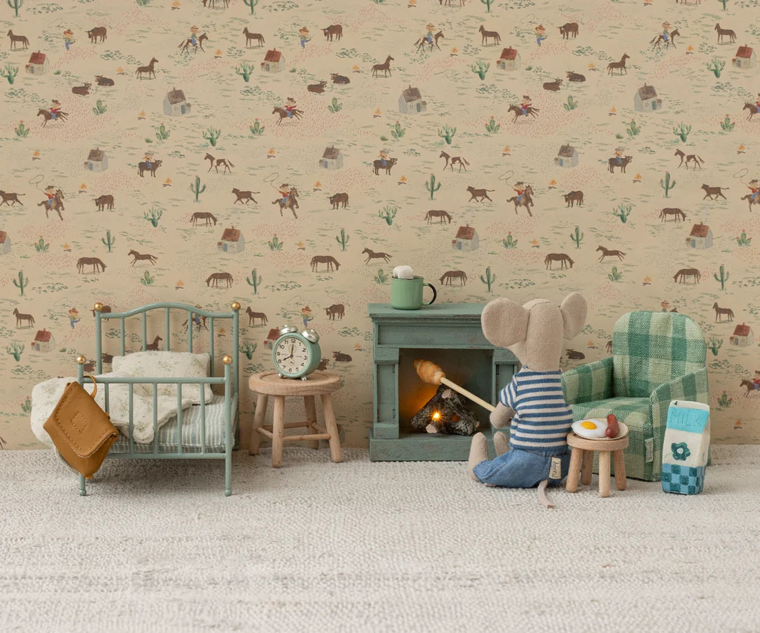 Miniatyr, Vintage Säng, Mus, Mint - Maileg
