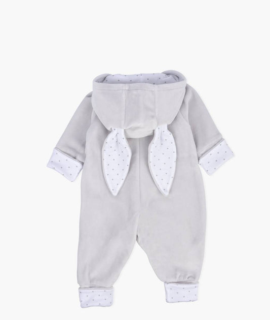 Plush Bunny Overall, Grey Plush/Silver Dots - Livly