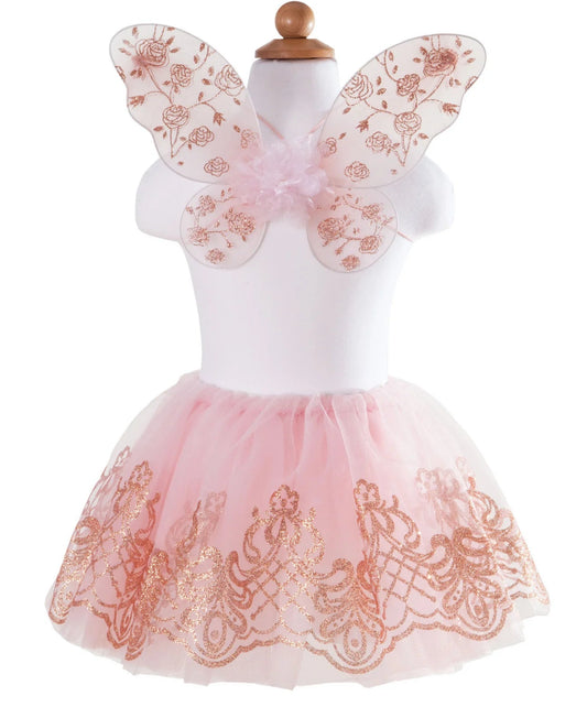 Rose Gold Tutu med Vingar, 4-6 år - Great Pretenders