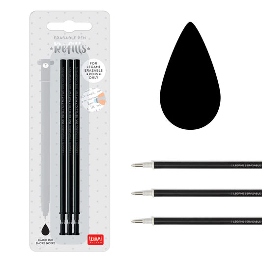 Refill, Suddbar Gelpenna, 3-pack , Svart - Legami