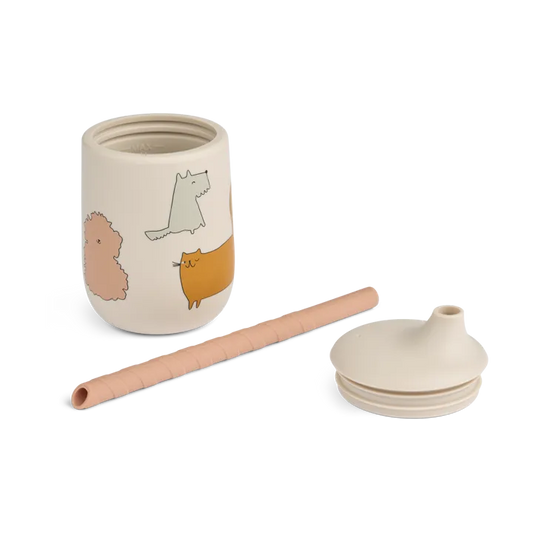 Pipmugg Sugrör, 230 ml, Ellis, Katt & Hund, Sandy - Liewood