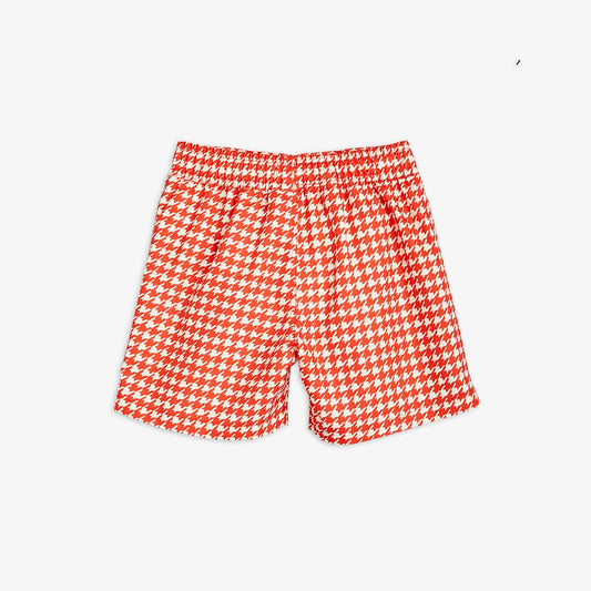 Houndstooth Swim Shorts, Röd - Mini Rodini