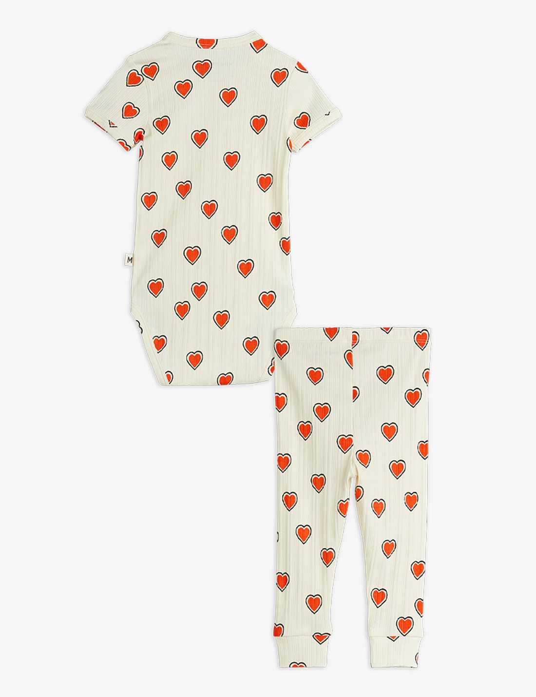 Babyset, Outlined Hearts AOP, Offwhite - Mini Rodini