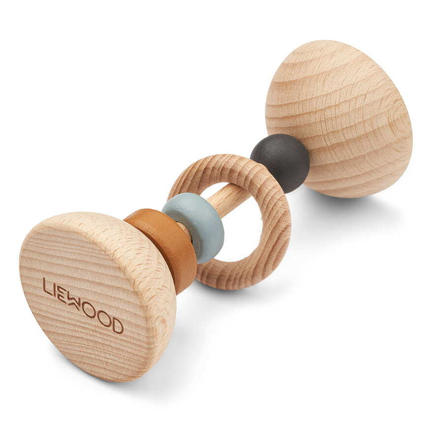 Skallra, Corrina Wooden Rattle, Sea Blue Mix - Liewood