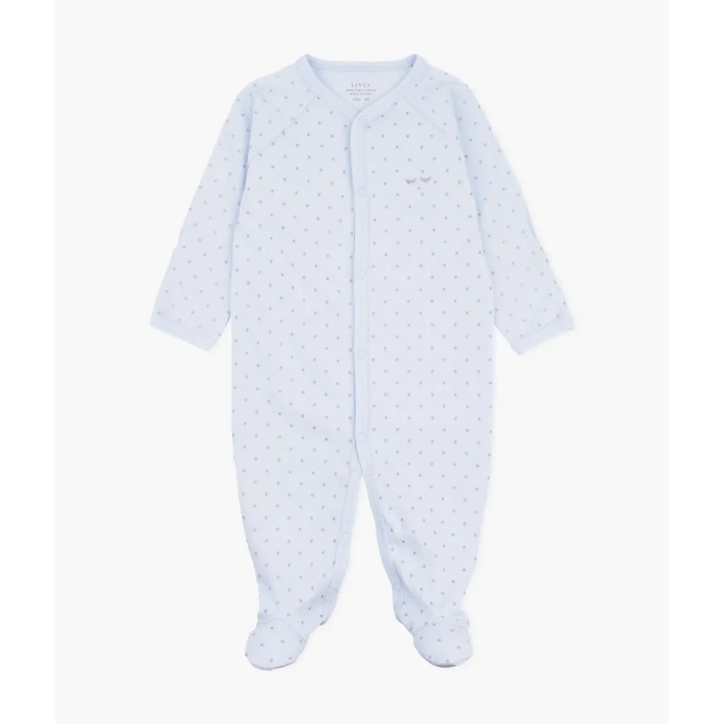 Saturday Simplicity Footie, Blå/Silver Prickar