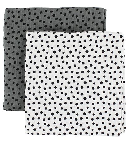 Muslinfiltar 2-pack, Happy Dots, Grey - Done By Deer
