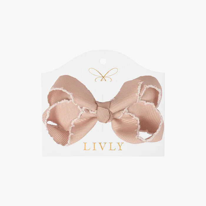 Rosett 8,5 cm, Mauve med kant, MEDIUM PICOT BOW MADEMOISELLE - Livly